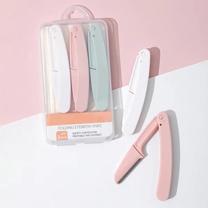 Hộp 3 Dao Cạo Lông Mày Gấp Gọn Màu Pastel Cute