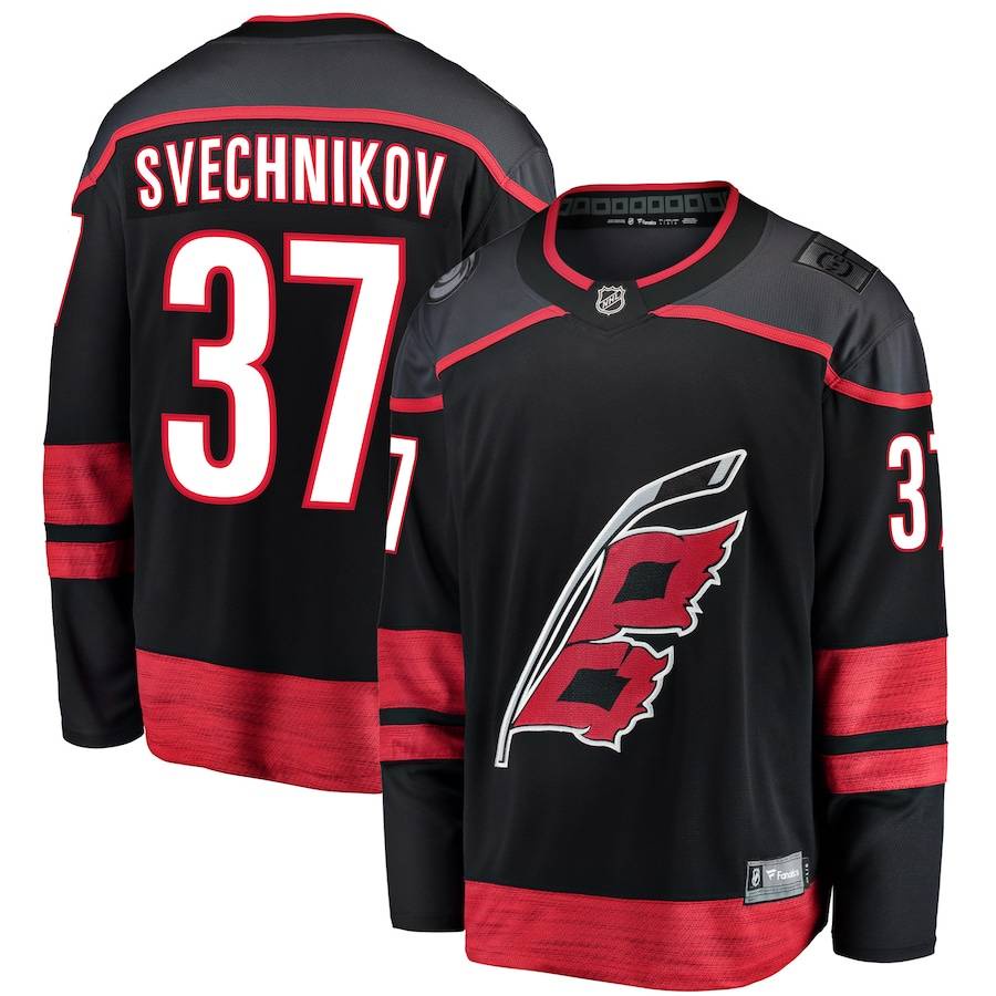 Áo thun dài tay Carolina Hurricanes jersey Andrei Svechnikov phiên bản người hâm mộ, kích cỡ plus