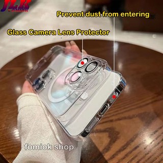 [JLK] Ốp lưng điện thoại từ tính siêu mỏng trong suốt có kính bảo vệ ống kính cho iPhone 17 Air 16 15 14 Plus 13 12 Pro Max Chống va đập vỏ cứng