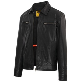 Áo khoác da nam, áo da thật cao cấp Collar cổ bẻ da Dê 2 Khóa Ngực, chính hãng Fttleather AD304D