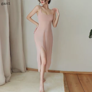 Đầm Lót Dài Không Tay Màu Trơn Gợi Cảm Với Đường Chéo Bên Trong Dành Cho Bạn Nữ