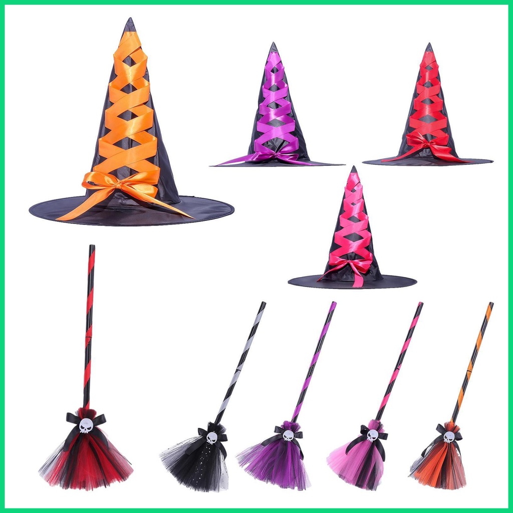 Mũ/chổi phù thủy phong cách halloween cho trẻ em