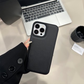 Ốp Điện Thoại Da Mềm Màu Đen Đơn Giản Cho iphone 15 15pro max 13 mini 14 14pro 14max 12 11 pro max ix xr se2 plus