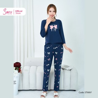 Đồ bộ mặc nhà cotton SUNFLY áo tay lỡ dài quần dài ST9097