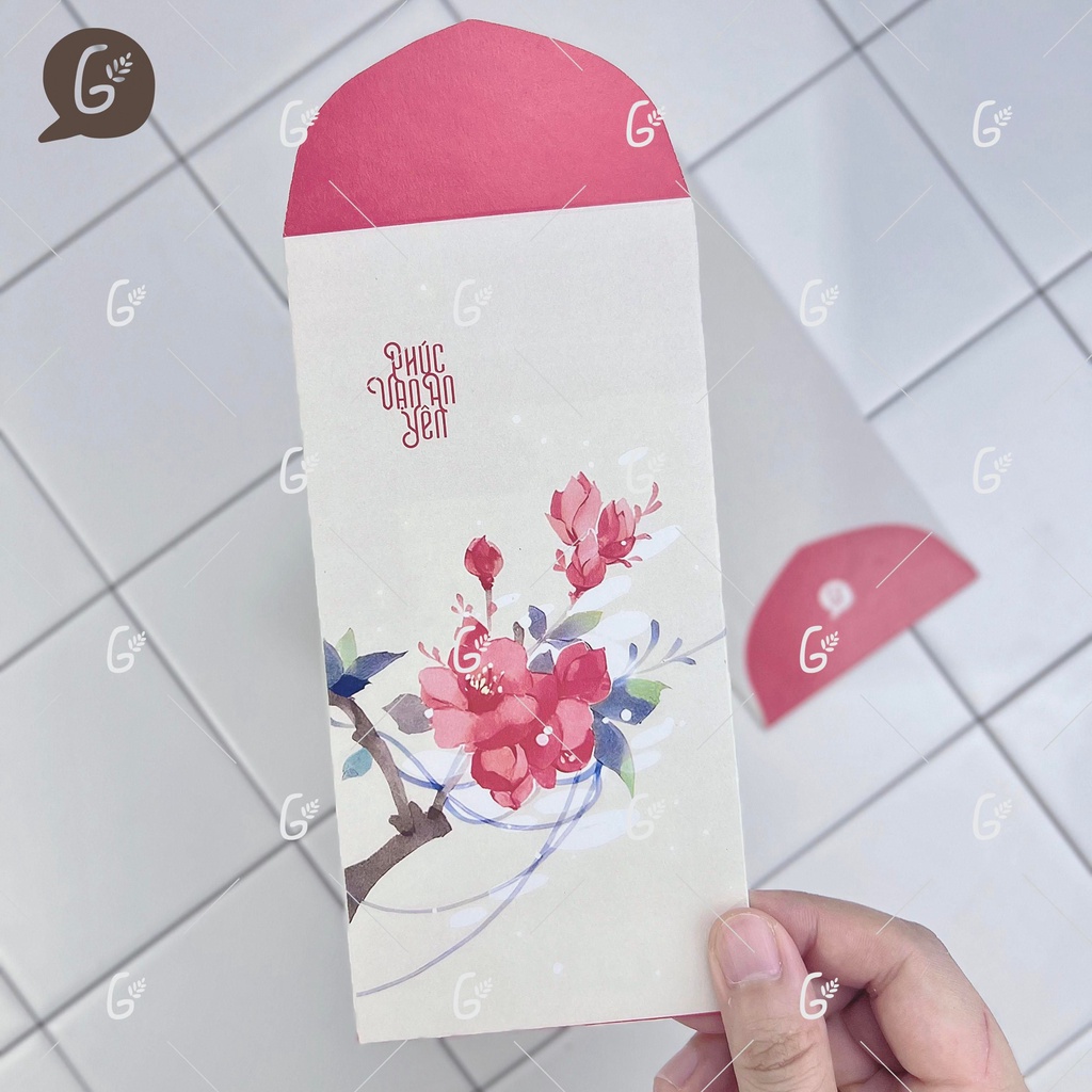 Bao lì xì tết 2025 cao cấp của Gác Xép với hoa văn họa tiết vintage kraft nhật  - Mã GX029