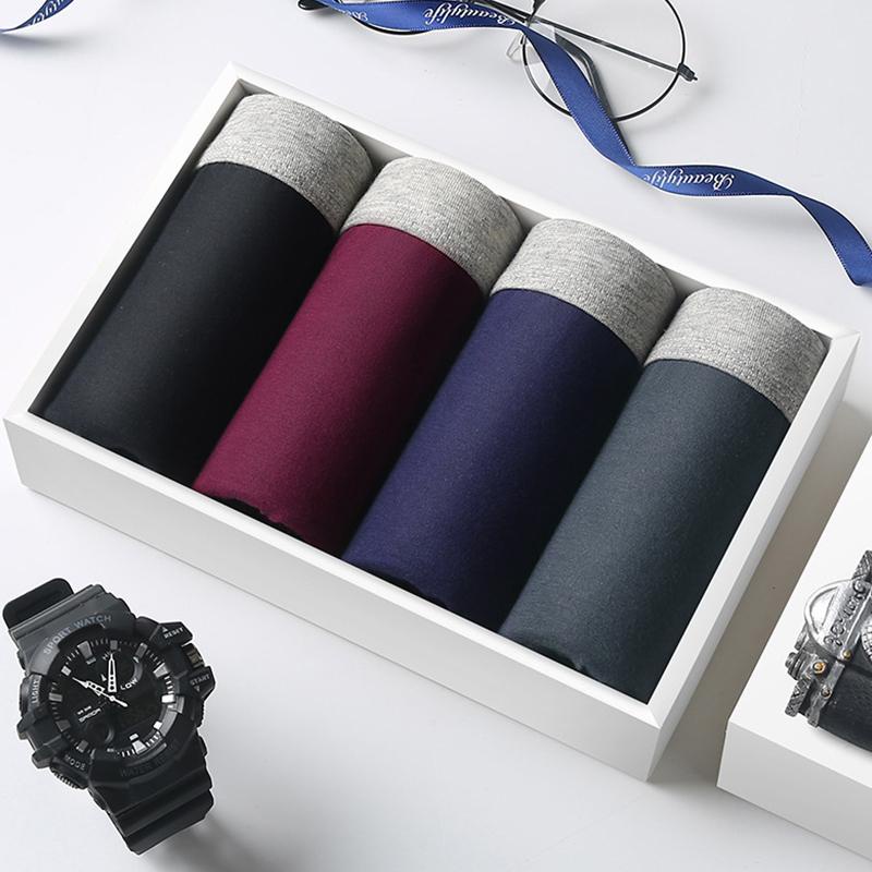 Ảnh Quần Lót boxer cotton Không Đường May Màu Sắc Đơn Giản Cho Nam Giới Có Size xl-4xl 4