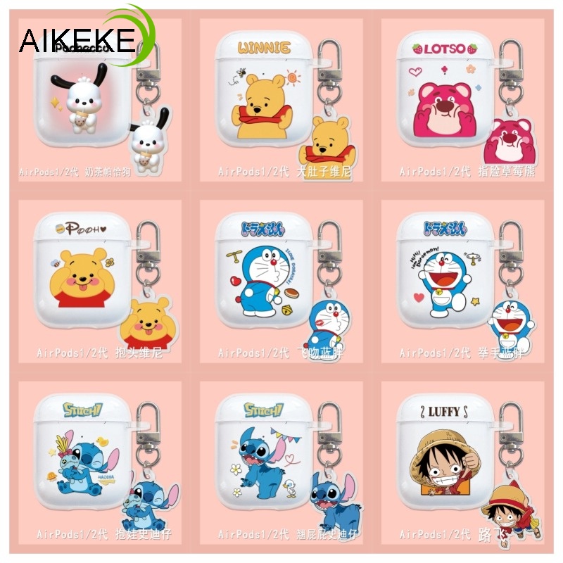 Vỏ Bảo Vệ Hộp Sạc Tai Nghe apple airpods pro 2 airpods 1 2 3 Không Dây Chất Liệu Silicon Mềm Hình Doremon stitch / Gấu / stitch / Dâu Tây Dễ Thương