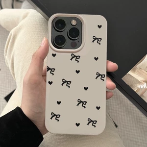 Niche Ốp Điện Thoại Mềm Họa Tiết Trái Tim / Nơ Cho Iphone 15 15promax 14pro 14promax 13 13pro 13promax 11 12 12pro 12promax xr xsmax 7p 8p