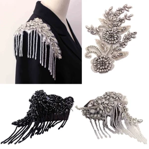 XGB Lấp Lánh Tua Rua Epaulet Kim Cương Giả Vai Ban Trang Phục Vai Huy Hiệu Trang Trí Dấu Viền Epaulet Cho Sui