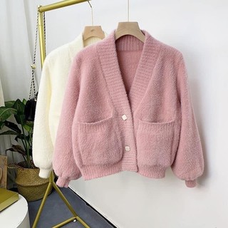 Áo Khoác cardigan Dệt Kim Dáng Ngắn Thời Trang Thu Đông Cho Nữ