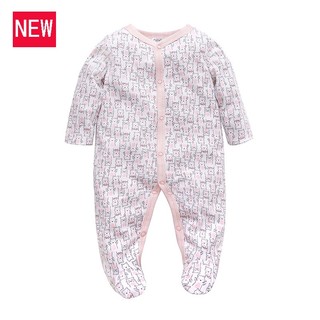 Bộ Đồ Ngủ Liền Thân Bằng Cotton Tay Dài Thời Trang Xuân Thu Dành Cho Bé