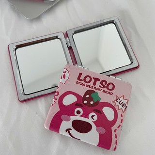 Gương mini gấu dâu Lotso 2 mặt gấp gọn bỏ túi tiện lợi - gấu hồng Losto Dễ thương