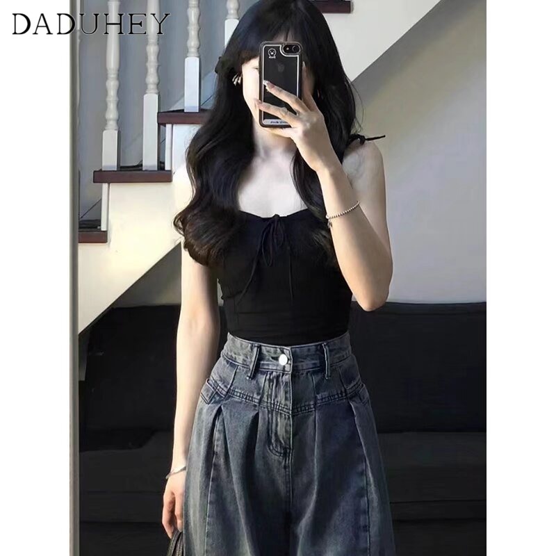 Ảnh Quần jean DADUHEY ống rộng cạp cao phong cách đường phố Mỹ cổ điển cao cấp cỡ lớn 2