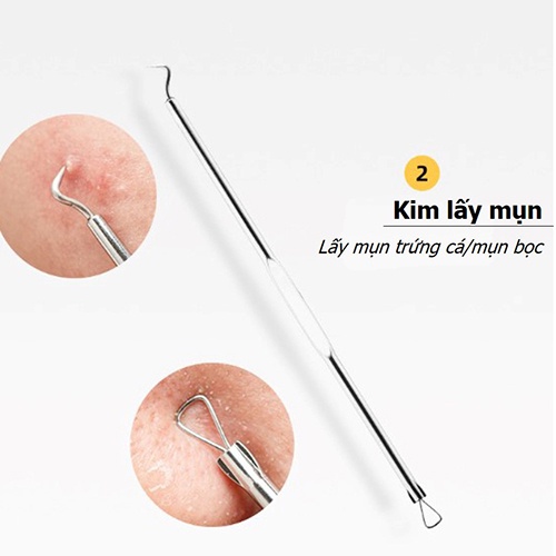 Bộ Nặn Mụn 5 Món Cao Cấp Inox Không Gỉ, Bộ Nặn Mụn Đầu Đen 5 Chi Tiết TOOL