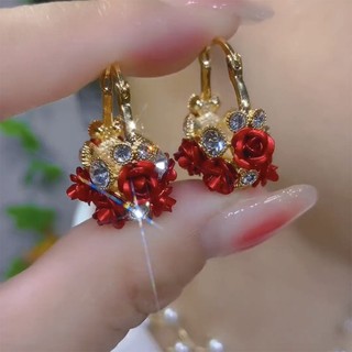 Khuyên Tai Hình Giỏ Hoa Hồng Phong Cách Âu Mỹ Tinh Tế Thời Trang