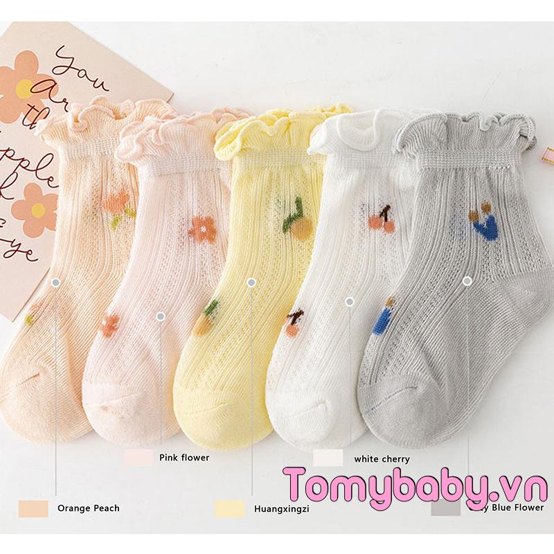 Vớ Cotton Mềm Mỏng Phối Lưới Thời Trang Mùa Hè Cho Bé Gái Sơ Sinh