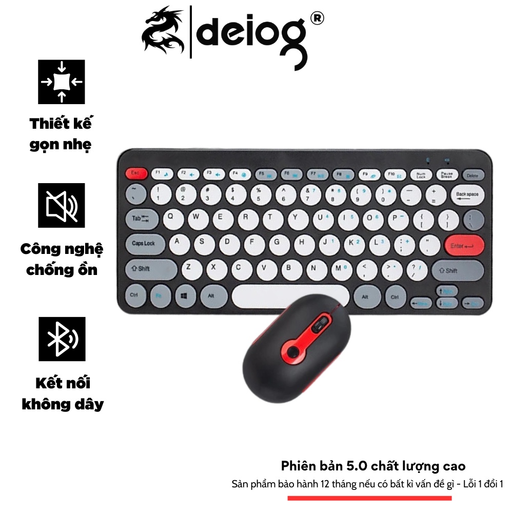 Combo bàn phím chuột Deiog HK 09 không dây wired 2.4GHz dành cho máy tính PC laptop thiết kế gọn nhẹ