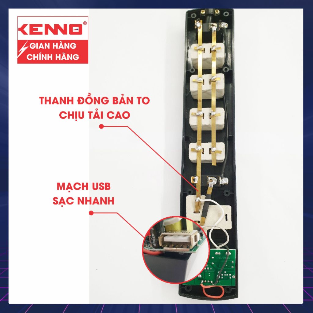Ổ cắm điện đa năng Qled/Kenno Có USB sạc nhanh 6U3 6U5 an toàn tiện lợi