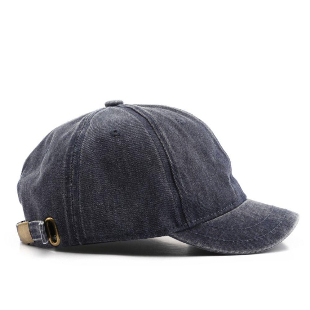 Mũ lưỡi trai thời trang JVSUB, Mũ bóng chày màu trơn Cotton giặt, Mũ Snapback vành ngắn có thể điều chỉnh mùa hè