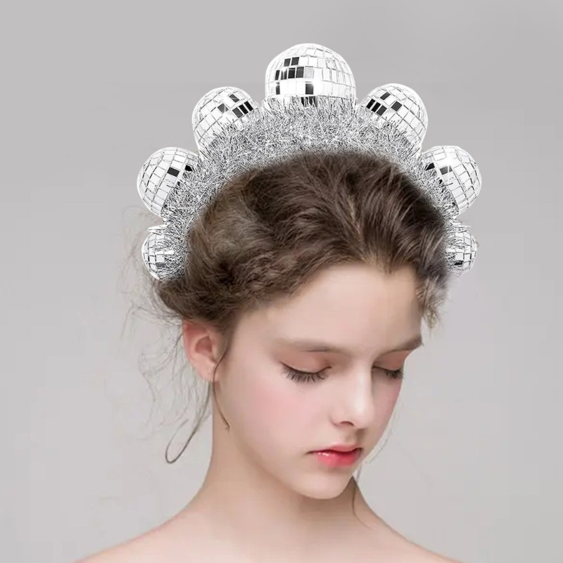 Dasbsug Nữ 70s Đảng Băng Đô Disco Bóng Headhoop Vintage Mũ Phụ Kiện Đầu