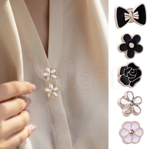 Nút Nam Châm Kim Loại Hình Hoa Trà Đính Ngọc Trai Giả / Kim Cương Giả / Khóa Cài Quần Áo diy Thời Trang Ngăn Chặn Bệnh Thủ Công ac