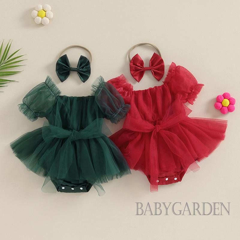 Set Áo Liền Quần & Quần Dài & Băng Đô Quấn Đầu In Họa Tiết Giáng Sinh Cho Bé Gái