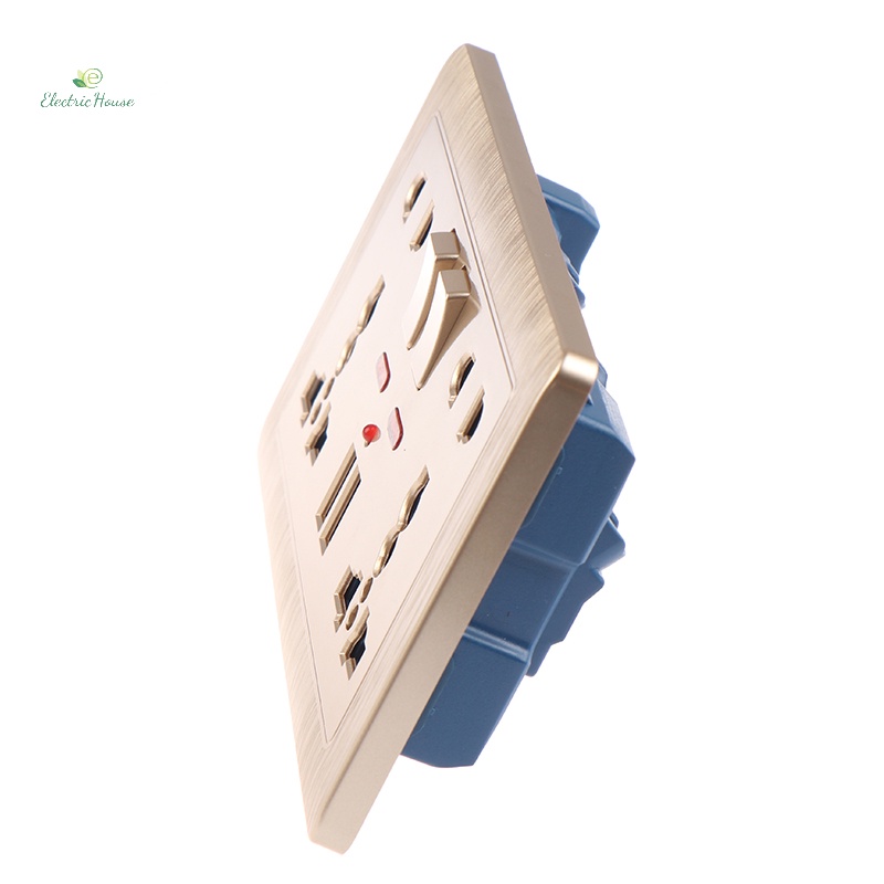 Ổ Cắm Điện Gắn Tường 5 Lỗ 2.1a Hai Cổng usb Tiện Dụng