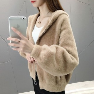 Áo Khoác cardigan Len Lông Cừu Nhân Tạo Ngắn Dáng Rộng Phong Cách Hàn Quốc Thời Trang Thu Đông 2023 Mới