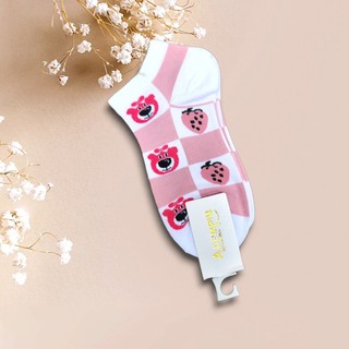 Set 5 đôi Tất vớ cổ thấp họa tiết gấu dâu hồng dễ thương ngọt ngào nữ đẹp hàn quốc - z5g
