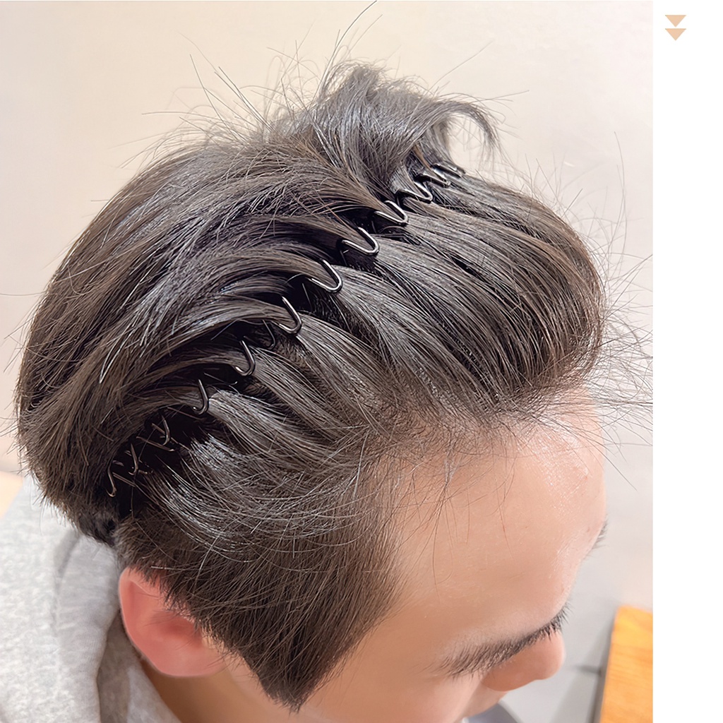 Giá sỉ - Băng đô cài tóc bằng kim loại màu đen hình gợn sóng chống trượt cho cả nam và nữ - FETA