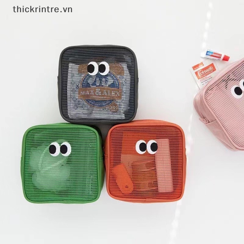 THI Mới Kẹo Màu Lưới Túi Đựng Mỹ Phẩm Dễ Thương Mắt To Trang Điểm Túi Trang Điểm Hộp Đựng Trang Điểm Di Động Vệ Sinh Túi Bảo Quản VN