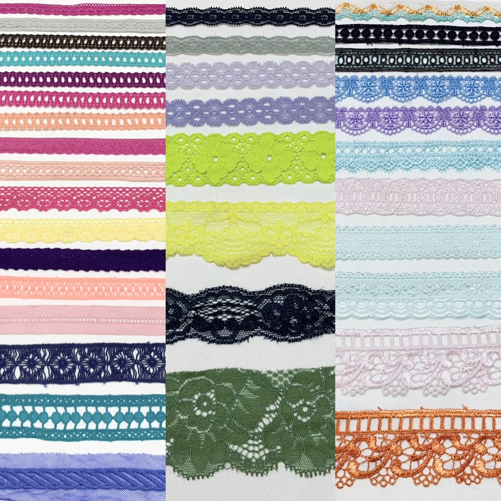 Ren viền trang trí quần áo, ren chỉ bóng cotton, ren thêu nhiều màu ren ...
