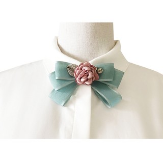 READY STOCK Women's Camellia Bow Ties with Pins College Style Rose Blouse Dress Neckties Collar Accessories