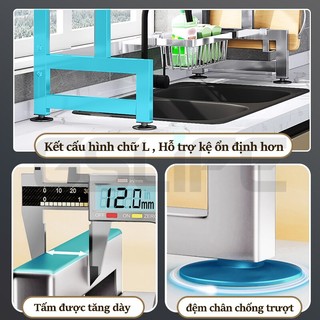 GSlife Kệ Chén Inox Có Tủ Trên Bồn Rửa, Kệ Tủ Bếp Màu Bạc 65/75/85/95/105cm