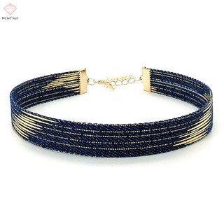 Vòng Cổ choker denim Màu Xanh Dương Phong Cách gothic punk vintage Thời Trang Cho Nữ [pcwfkef] Mới