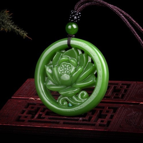 Spinner Mặt Dây Chuyền Hình Hoa Sen Màu Xanh Lá Phong Cách Giàu Có Dễ Phối Đồ