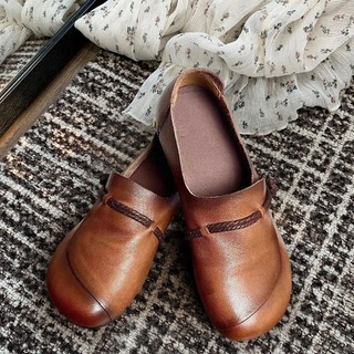 Retro Handmade Giày Đơn Nữ Mùa Xuân Mùa Hè 2023 Phong Cách Dân Tộc Đế Mềm Đế Bằng Chống Trơn Trượt Giày Nữ Phù Hợp Với Giày Mẹ Thường Ngày