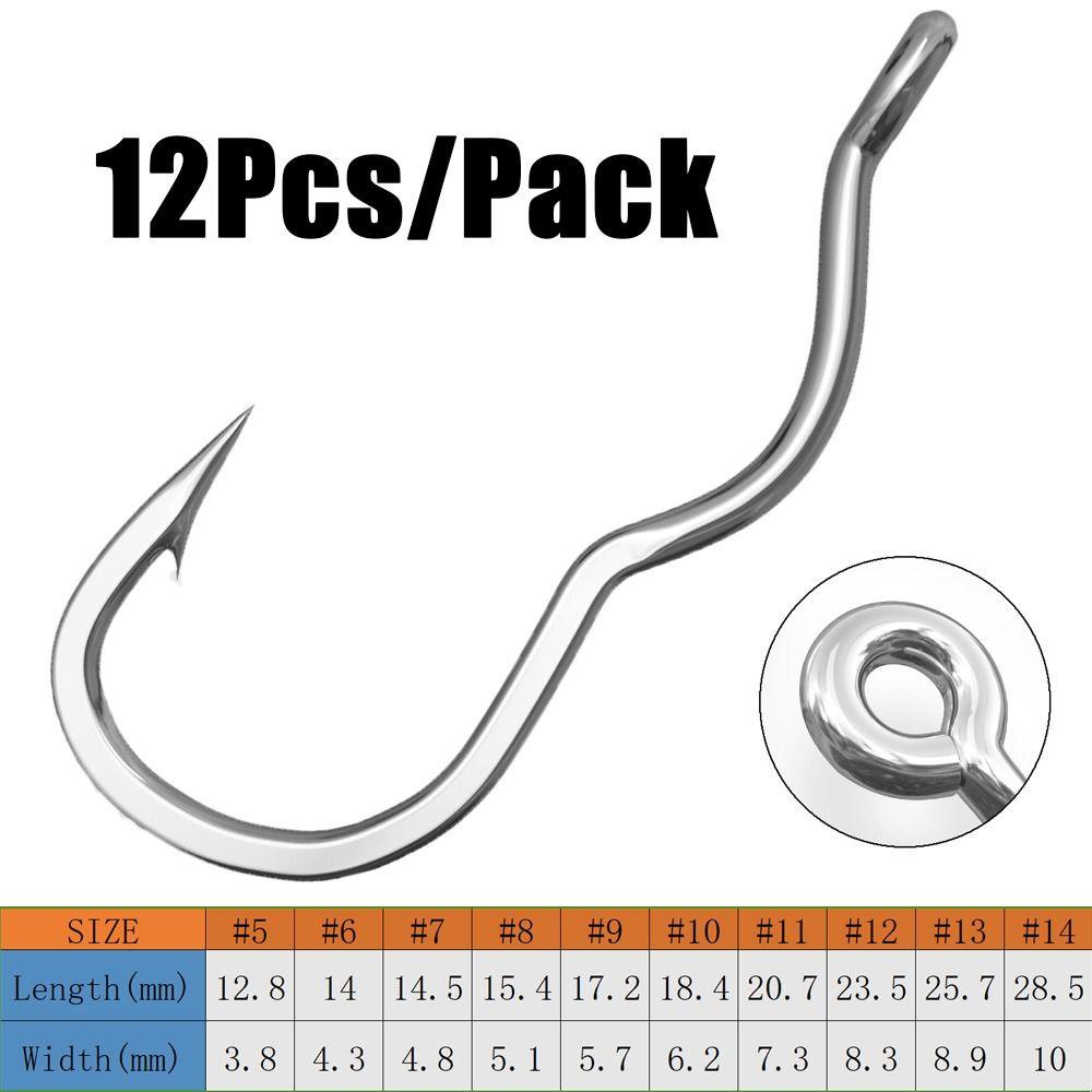 DAYONE - Móc câu cá tự động lật chống trơn trượt, mắt thép carbon cao cấp, 12 cái/gói