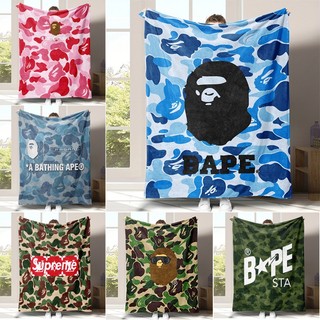 Tắm Ape Flannel Chăn BAPE Sofa Chăn Quà Tặng Thiết Thực Cho Gia Đình Một Mặt In Flannel Chăn Điều Hòa Không Khí Chăn Văn Phòng Ngủ Chăn