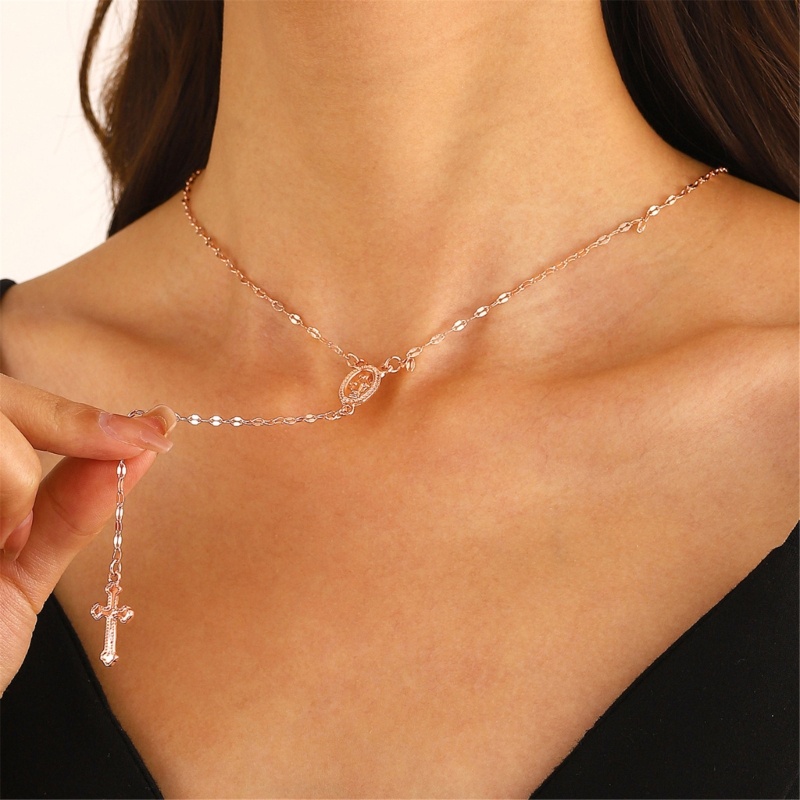Ppy Phong Cách Tôn Giáo Dây Đeo Cổ Thời Trang Thánh Giá Mặt Dây Chuyền Vòng Cổ Có Thể Điều Chỉnh Xương Cổ Dây Chuyền Trang Sức Chữ Thập Orname