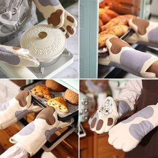 Găng tay lò nướng DWELLCO Cat Paws, Găng tay lò nướng bông màu xám, Găng tay cách nhiệt lò vi sóng chống bỏng bảo vệ nhiệt