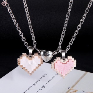 [pcwfkef] Vòng cổ Mặt Hình Trái Tim Khảm Hạt Nam Châm Thời Trang Dễ Thương Đa Năng Cho Cặp Đôi