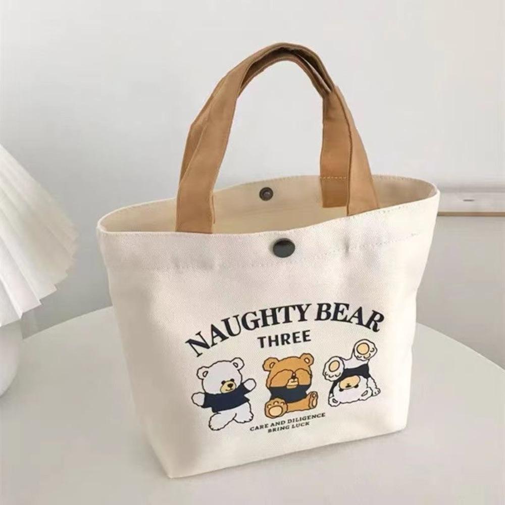 Túi xách Mini WANYEDI, Túi vải canvas đào, Túi đựng đồ dung tích lớn hoạt hình dễ thương dành cho nữ