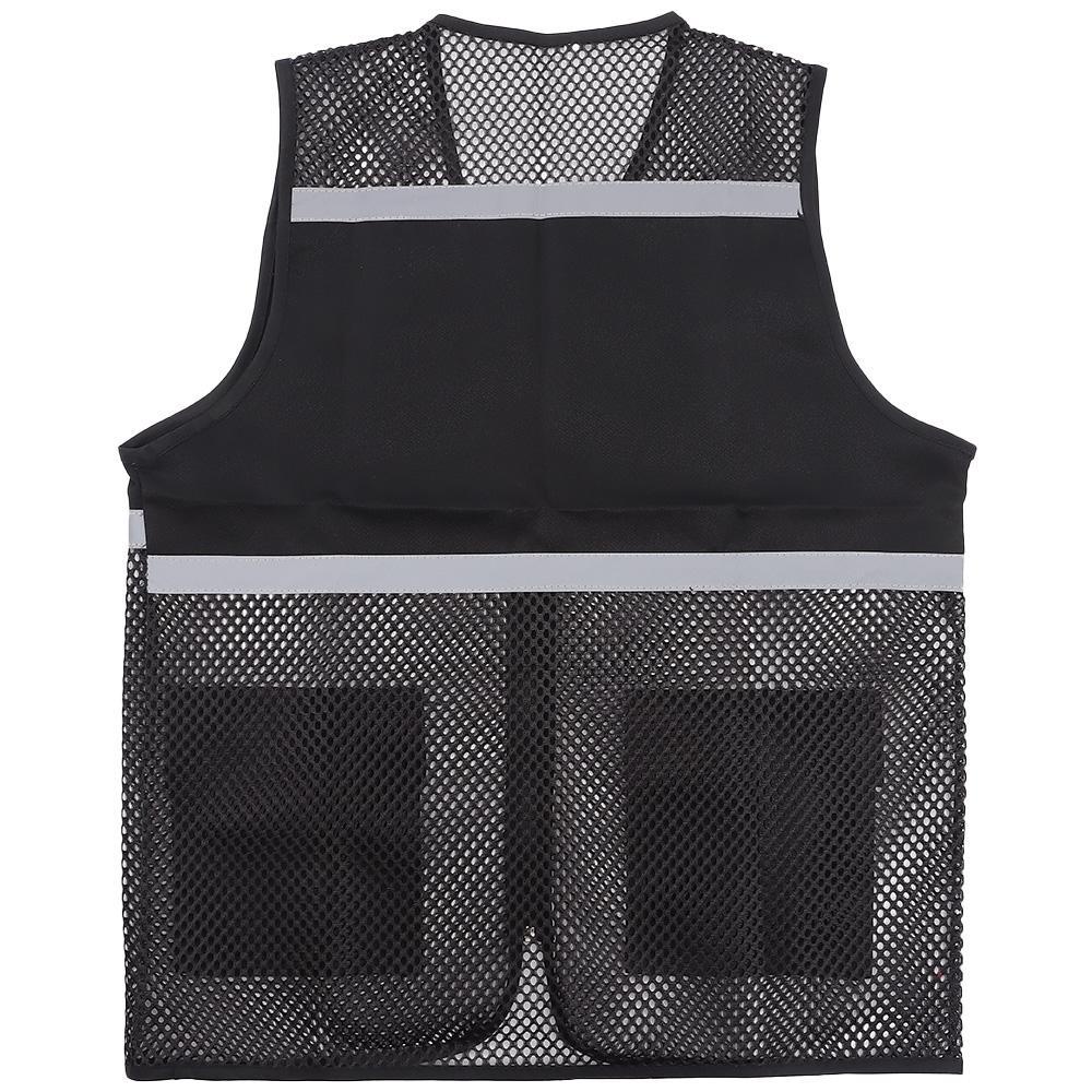 Áo Vest An Toàn HOBBYIN, Vải Thoáng Khí Spandex Có Dải Phản Quang, Áo Chạy Bộ Màu Đen Có Dây Kéo Lưới Vest Xây Dựng Đường Sắt Công Nhân Tàu Điện Ngầm