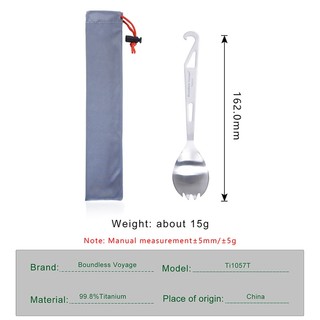 Boundless Voyage- Thìa Spork Titan có Dụng Cụ Mở Chai Bộ Đồ Ăn Ngoài Trời 3 Trong 1 Cắm Trại Dao Kéo Dã Ngoại Di Động Flatware
