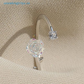 Unewtyu Vintage Hoa Hồng Hoa Camellia Nhẫn Nữ Phong Cách Hàn Quốc Mở Đầu Có Thể Điều Chỉnh Thời Trang Nhẫn Cưới Đính Hôn Dự Tiệc Trang Sức VN