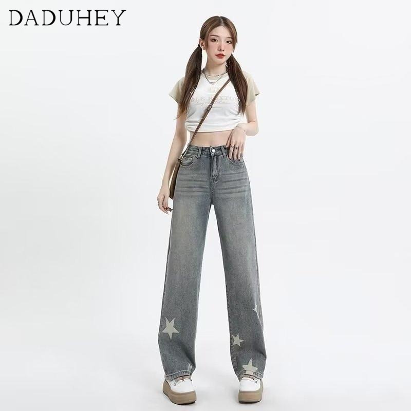 Ảnh DaDuHey New American Ins High Street Retro Star Jeans Niche High Waist Loose Wide Leg Pants plus Size Trousers 4
