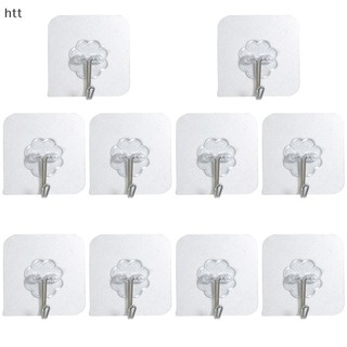10 Móc Treo Đồ Dán Tường Bằng Thép Không Gỉ Trong Suốt Siêu Chắc Đa Năng