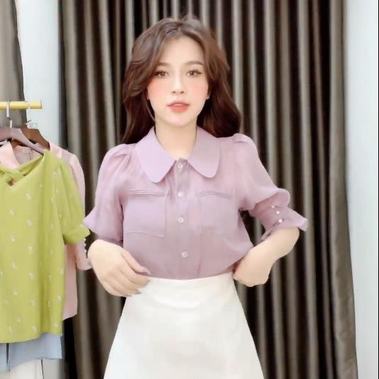 Áo Tím Tay Đính Ngọc Liin Clothing Chất Lụa Cao Cấp SML148SPU-S23