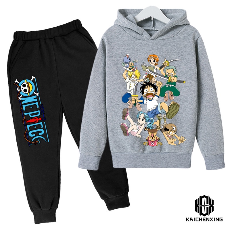One Set Đồ 2 Món Gồm Áo hoodie In Hình luffy Hoạt Hình Thời Trang Xuân Thu Cho Bé Trai